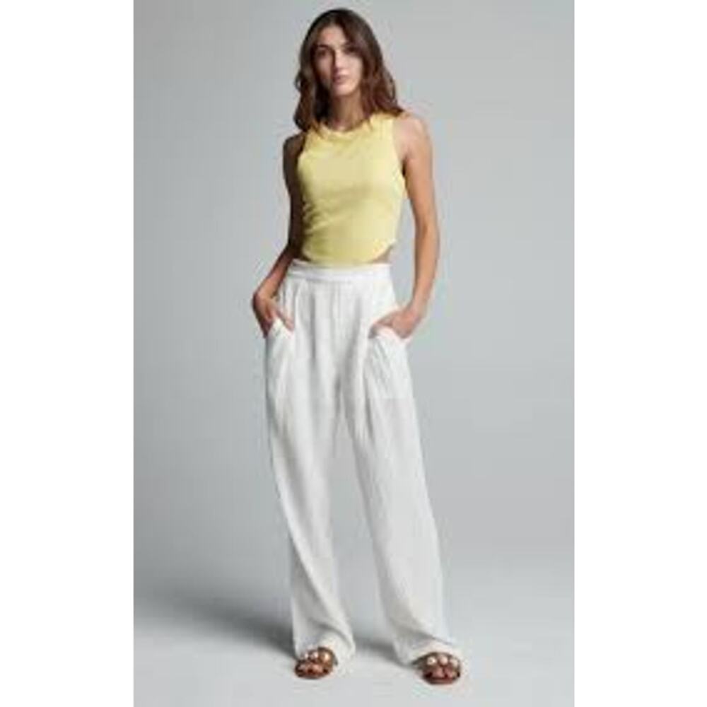 Sundays Norris Pants White Cotton Gauze Large NWT Resortcore Beach Nautical